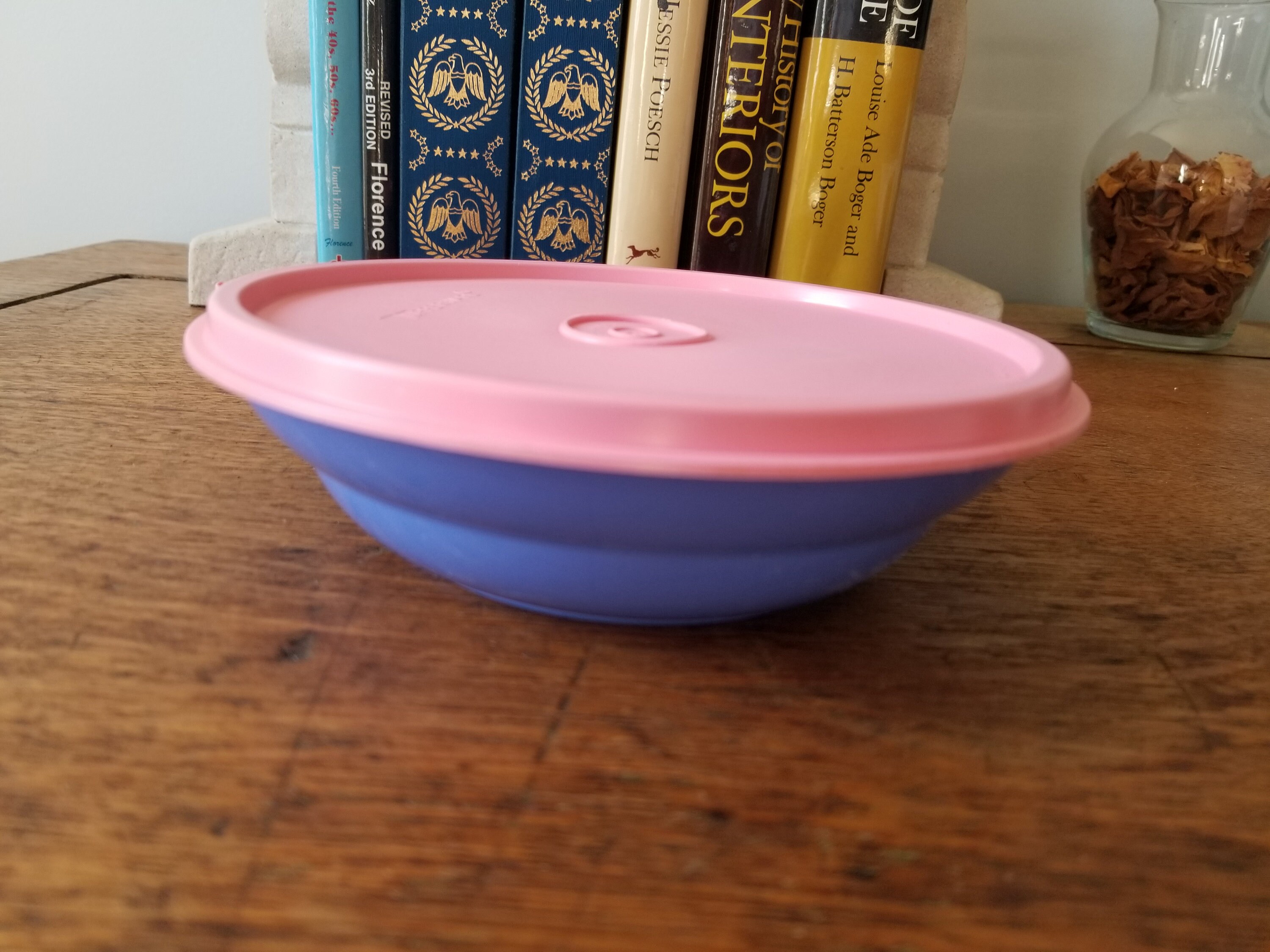 Vintage Tupperware Blue Cereal Bowl with Pink Lid 22742 and Etsy
