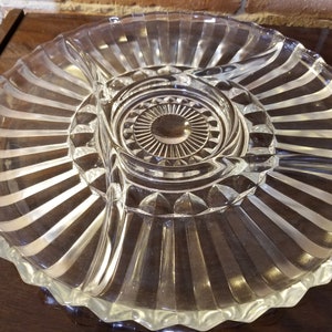 Vintage 12 Inch Glass Serving Tray Relish Dish Platter