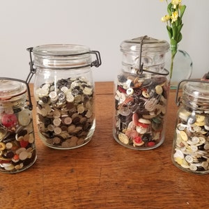 Vintage Glass Jar Filled with Vintage and Retro Buttons (You Choose!)