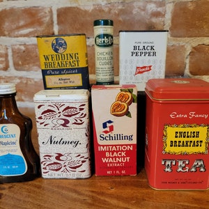 Vintage Spice Tins and Baking Supplies for Your Farmhouse or Retro Kitchen Décor (You Choose!)