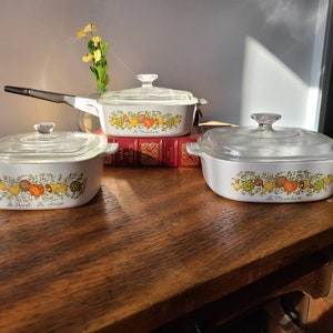 Vintage CorningWare Bakeware Casserole Dishes - Spice of Life Pattern - Multiple Sizes and Models A-1-B, A-1 1/2-B, A-2-B with/without lids