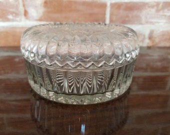 Vintage Mid-Century Pressed Glass Candy Dish with Fruit Design