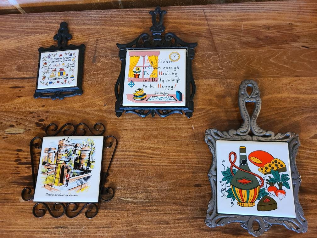 レトロなタイル鍋敷き - Etsy 日本