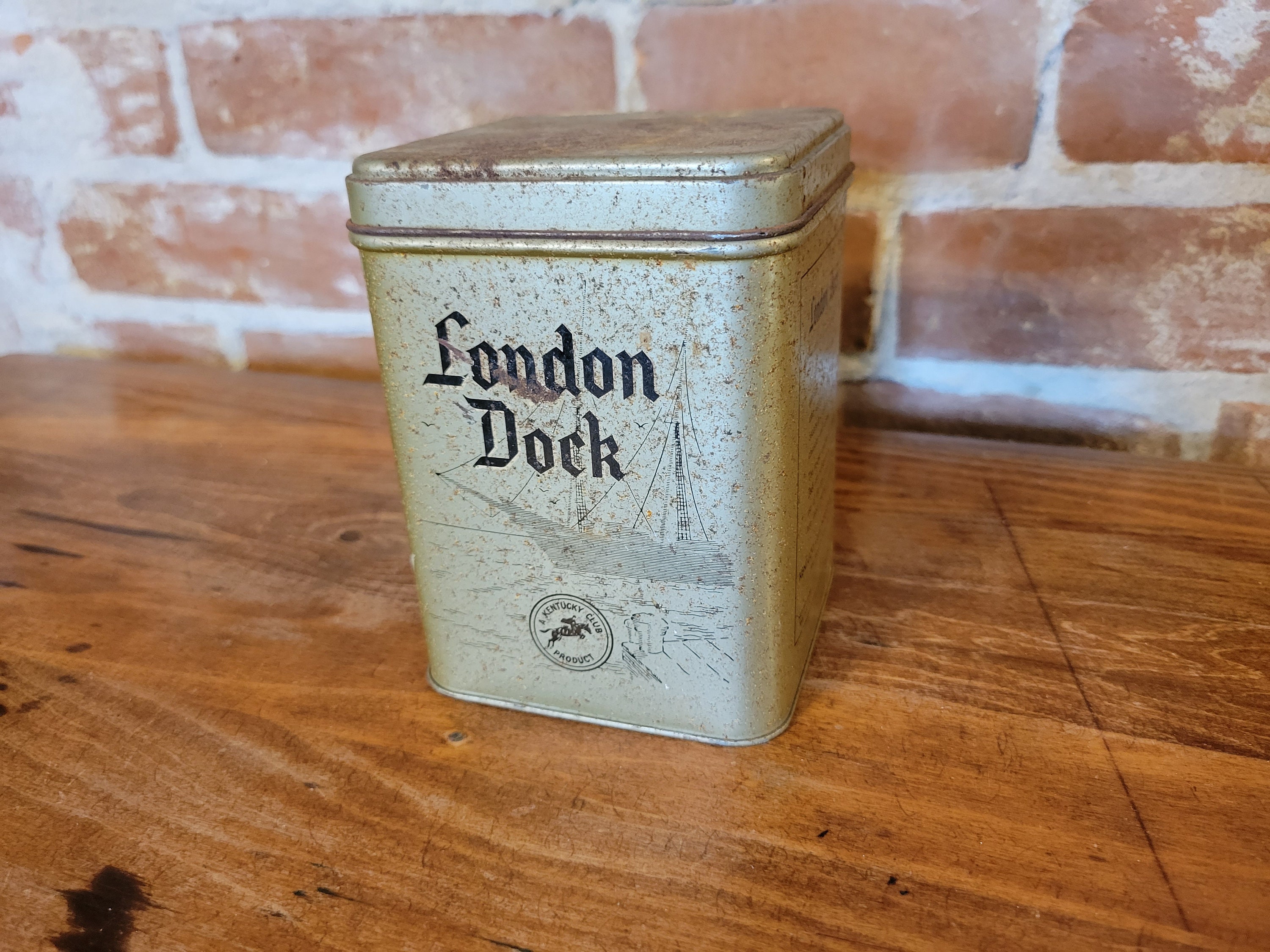 Vintage London Dock Tobacco Tin Kentucky Club Advertising