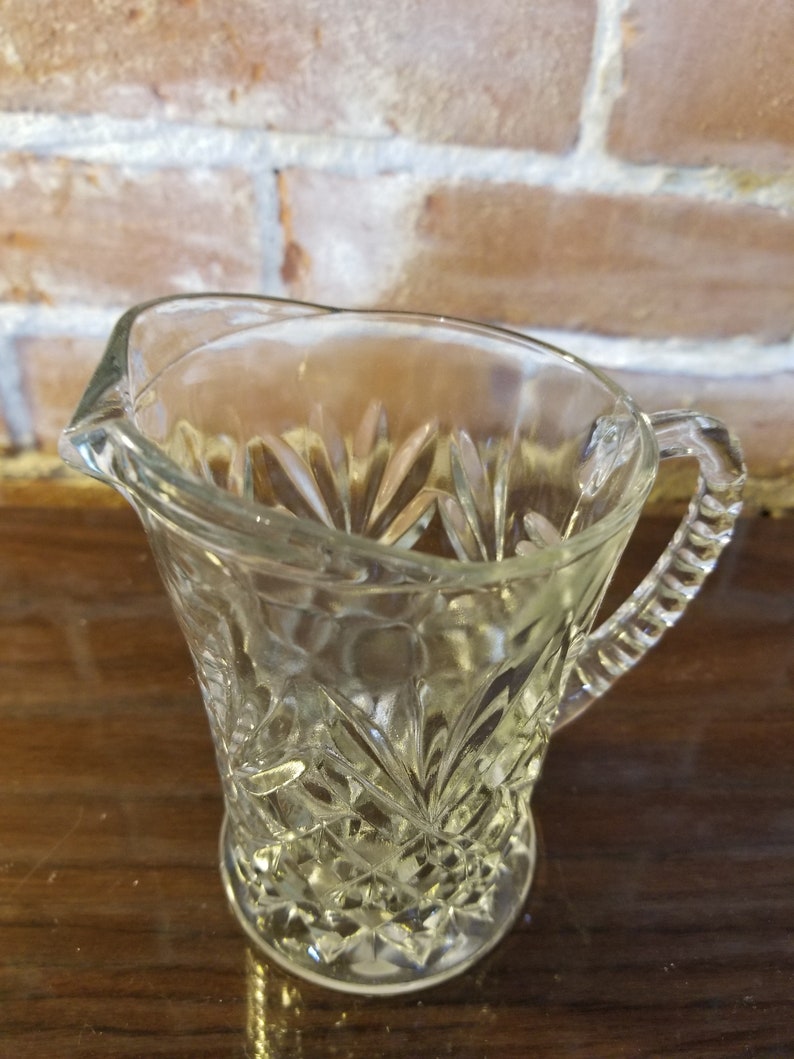 Vintage Anchor Hocking Prescut Clear Glass Creamer With Etsy