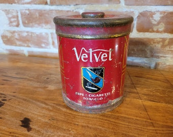 Antico velluto Pipe e Cigarette Tobacco Tin Vintage Advertising Décor