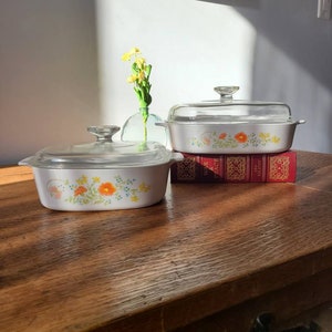 Vintage Corning Ware Wildflower Pattern Covered Casserole Dishes A-10-B, A-2-B 2 Quart, A-3-B 3 Quart, and A-84-B 4 Quart (You Choose!)