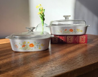 Vintage Corning Ware Wildflower Pattern Covered Casserole Dishes A-10-B, A-2-B 2 Quart, A-3-B 3 Quart, and A-84-B 4 Quart (You Choose!)