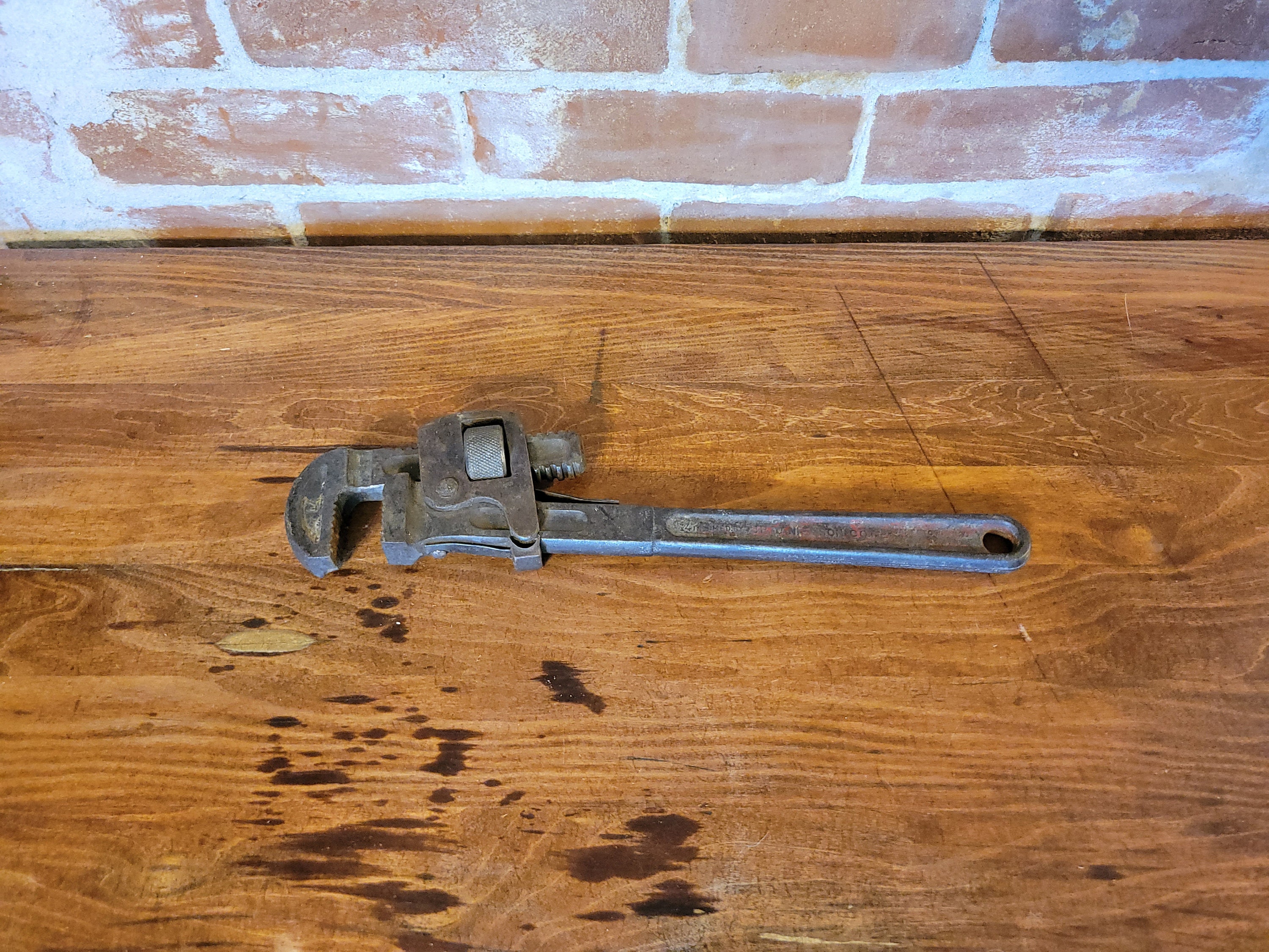 vintage　Tools　開巾35㎜　Adjustable Wrench　woodhandle　アジャスタブルレンチ　工具　ビンテージ　ツール　レトロ　モンキーレンチ Yahoo!オークション - vintage Tools 開巾35㎜ Adjustable