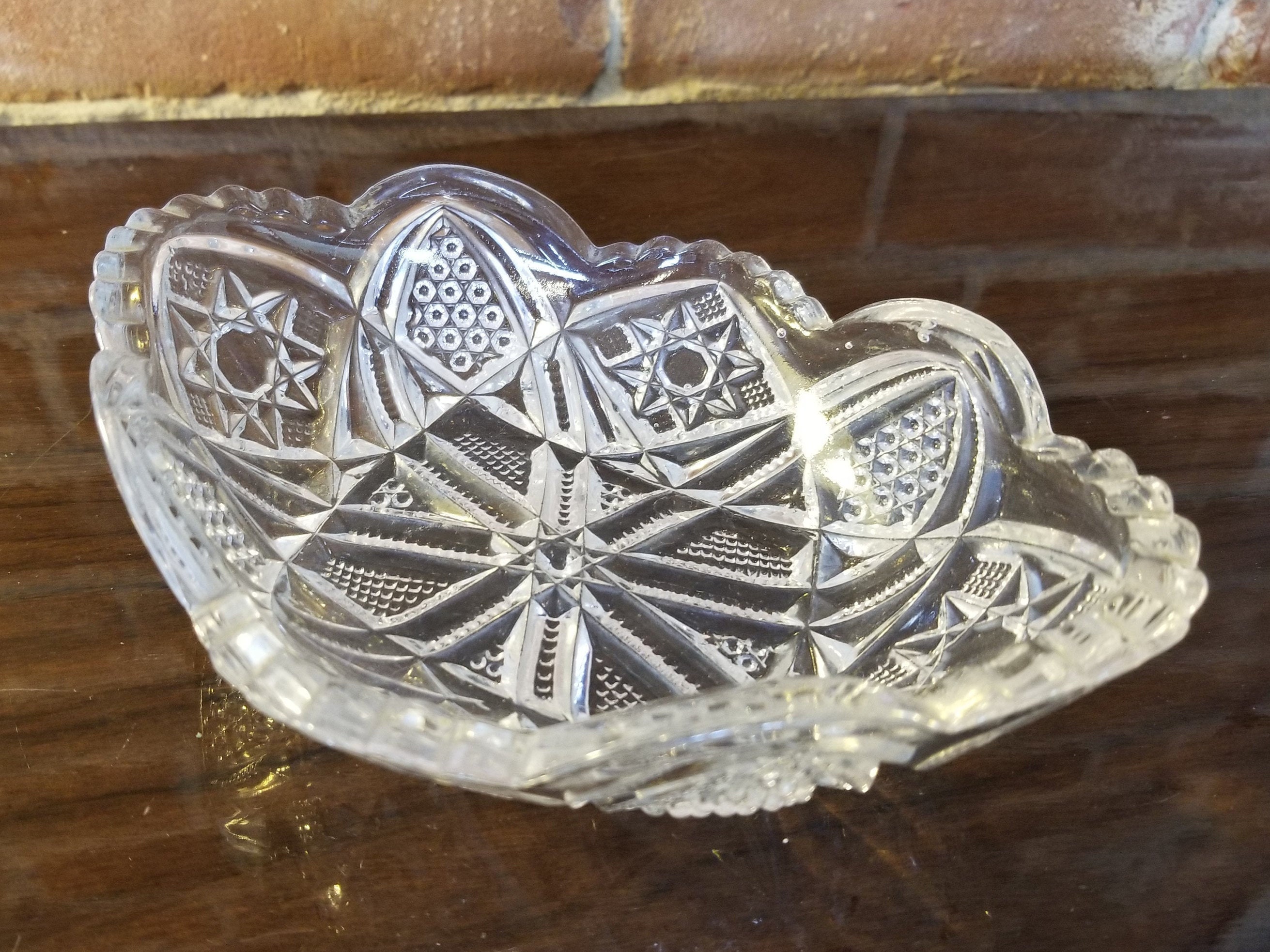 Vintage MidCentury Pressed Glass Relish Dish with Hobstar Etsy