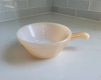 Vintage Mid Century Fire King Peach Lusterware Individual Casserole Made in USA