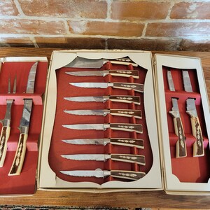 Vintage Regent Sheffield English Blades 19 Piece Treasure Chest Retro Kitchen Knife and Cutlery Set