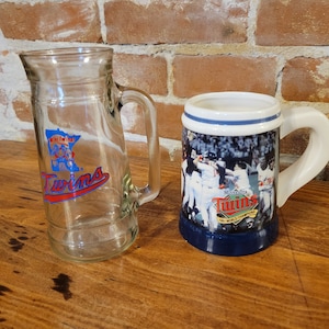 Vintage Minnesota Twins Beer Steins 1991 World Series Budweiser Stein and Classic Clear Carafe (You Choose!)