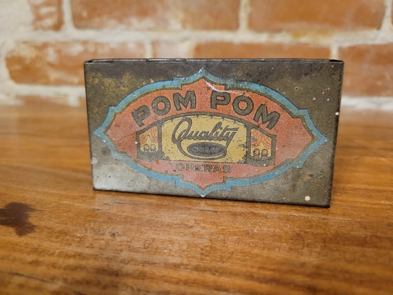 pom pom tobacco Antique Pom Pom Quality Operas Cigarillo Cigar Pocket Humidor Tin Vintage  Tobacciana Advertising