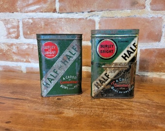 Vintage metà e metà Burley e lattina di tabacco tascabile luminosa (scegli tu!)