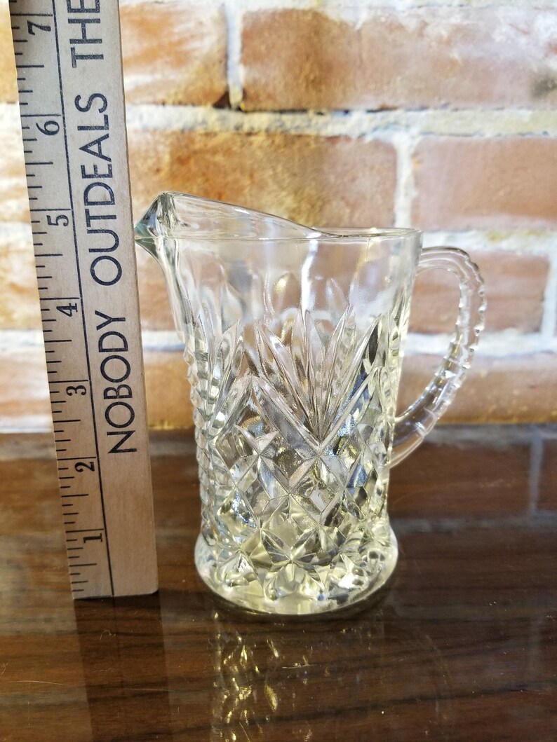 Vintage Anchor Hocking Prescut Clear Glass Creamer With Etsy