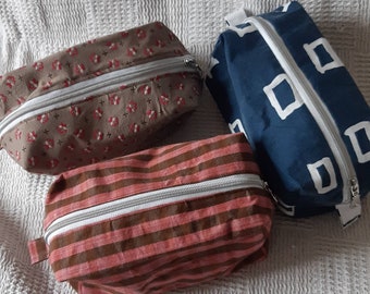 Handmade upcycled fabric Toiletries Makeup bags