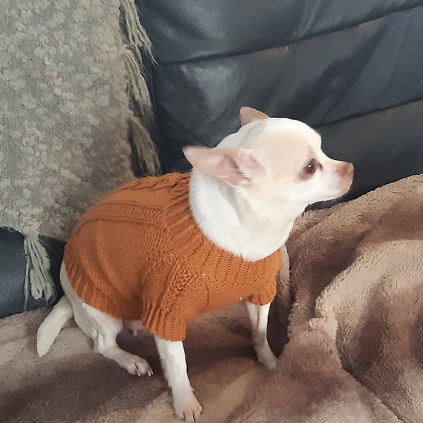 Pull pour chien torsadé tricoté à la main, idéal pour les petits chiens, chihuahua, yorkshire terrier, peut être fabriqué sur commande