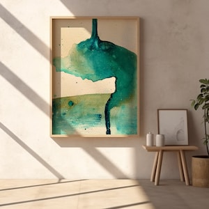 Watercolor Abstract Ocean Print: Indigo Blue Minimalist Art (Digital Download)