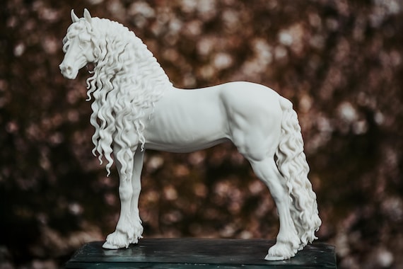 Friesian Stallion Without Bridle Model Horse Artist Resin - White
