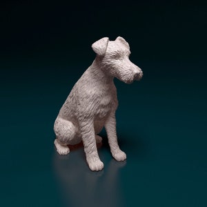 Fox terrier métallique en résine d'artiste - résine blanche prête à préparer / à peindre TOUTES LES ÉCHELLES