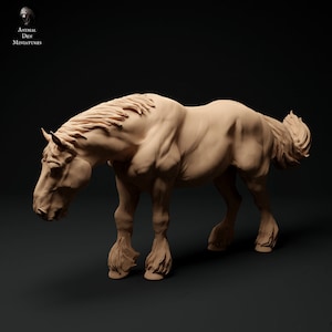 Suffolk Punch feeding artist resin model horse figurine - white resin - ready to prep / paint - many options