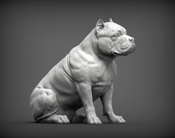 American Bully / Bulldog with cropped ears 1/9 resin figurine companion resin dog