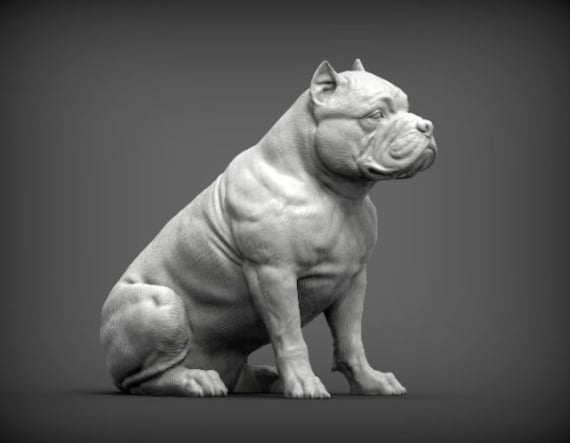 American Bully Bulldog With Cropped Ears 1/9 Resin Figurine