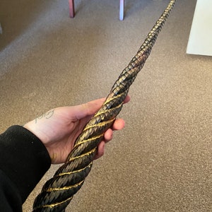 Flexible Unicorn horn for real horse 38cm XL dark antique copper and black with base to attach for photoshoot / cosplay SEE VIDEO