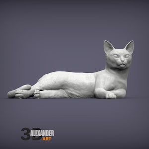 Abyssinian cat laying down figurine resin sculpture - many sizes
