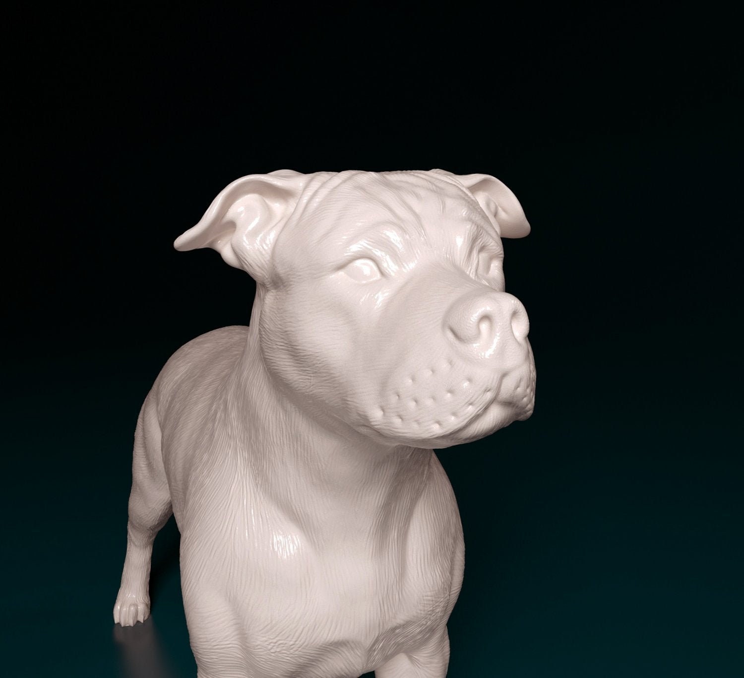 Statue En Pierre De Staffordshire Bull Terrier  Staffy Buste Chien Socle