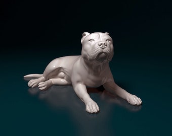 Pitbull tendido - blanco listo para pintar