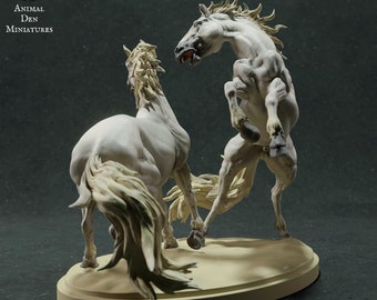 SM scale fighting Camargue horses resin model horse LTD edition horse figurines