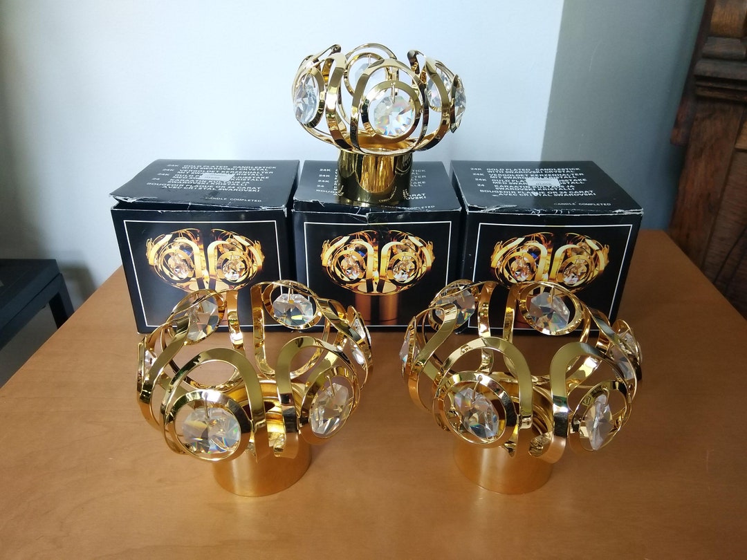 Crystal Temptations 24K Gold Plated Candlestick With Strass