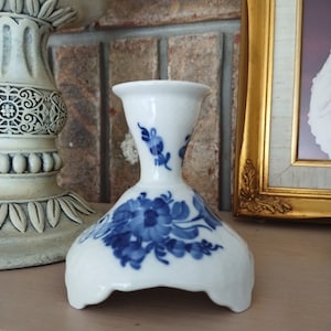 Vintage Royal Copenhagen Blue Flowers Curved Candlestick Decal 10 Scalloped 1711
