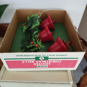 MCM Lighted Christmas Bells Holly and Berries Garland