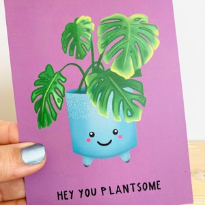 Ansichtkaart 'Hey You Plantsome'| Dik 350grams karton | Enkelzijdig Mat Gelamineerd | Onderdeel 'Do Nuts Collectie'