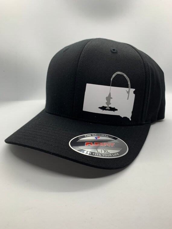 Ice Fishing Black Flexfit Fitted Hat - Etsy