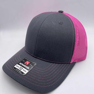 Custom Pheasant Hunting Hat | Any State Upland Bird Hunter Trucker Hat | Richardson 112 Snapback | Bird Hunting Gift for Men Charcoal/Neon Pink