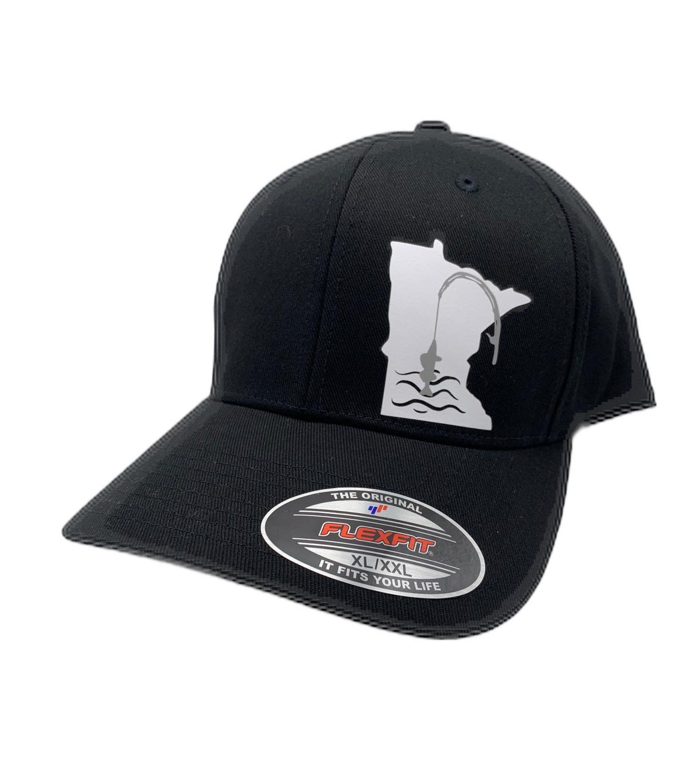 Summer Fishing Black Flexfit Fitted Hat 
