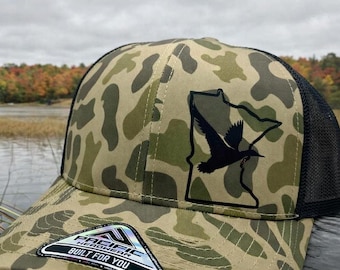 Duck Hunting Hat Duck Camo Trucker Hat Waterfowl Hat Custom State Hat Snapback Hunting Cap Gift for Duck Hunter