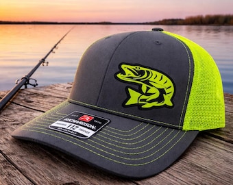 Musky Fishing SnapBack Adjustable Hat with multiple hat color options