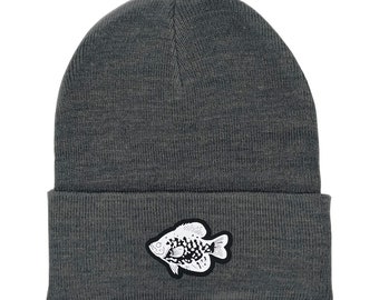 Crappie Dark Gray Winter Knit Hat | Fish | Ice Fishing | Beanie |
