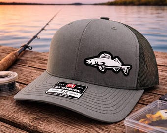 Walleye Fishing Snapback Adjustable Hat- Custom Trucker Hat -Choose Your State