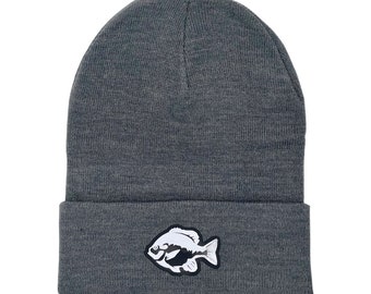 Bluegill Dark Gray Winter Cuffed Knit Hat | Fish | Fishing | Beanie | Sunfish |
