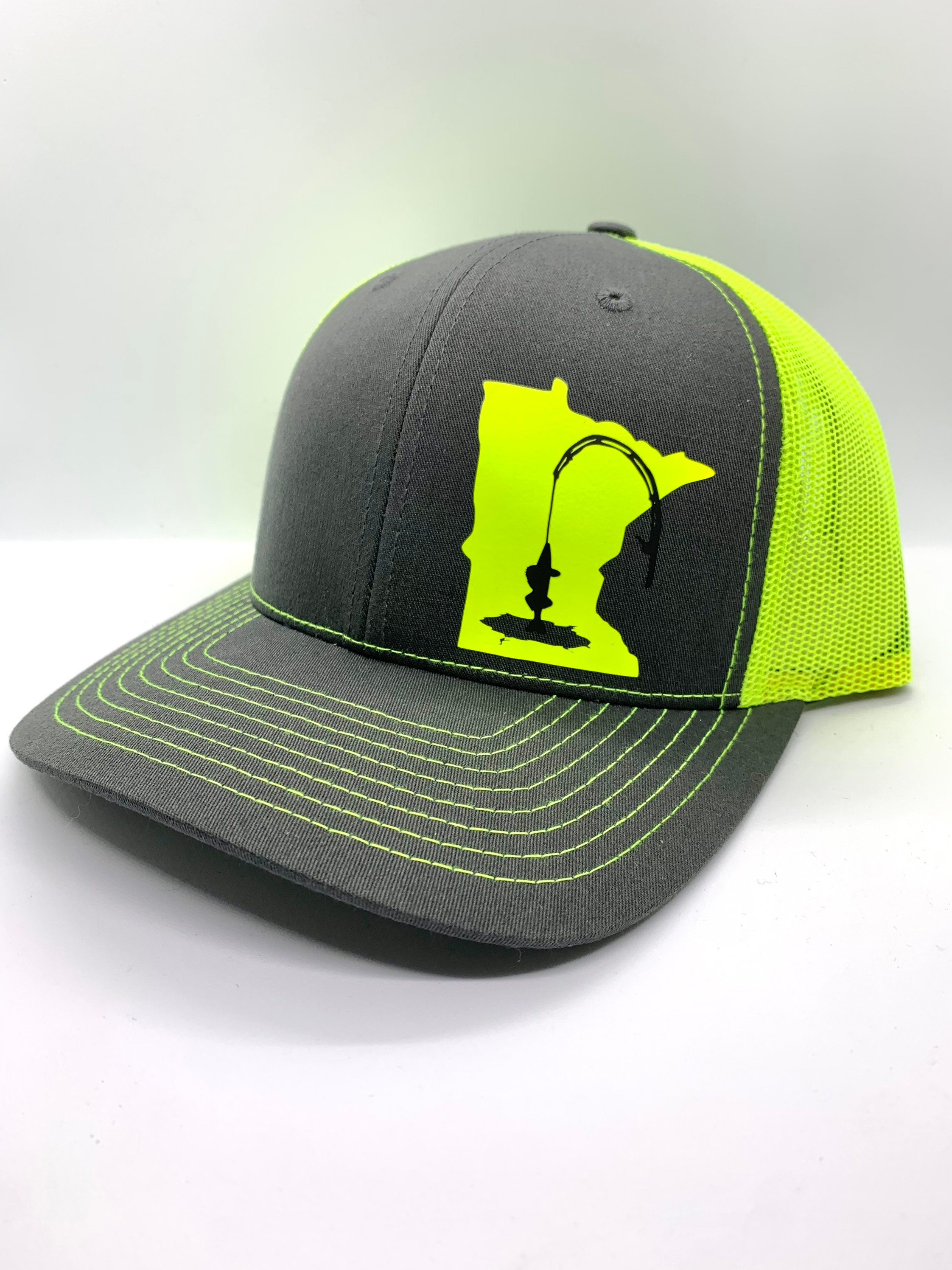 Minnesota ICE FISHING Charcoal and Neon Snap Back Hat Etsy