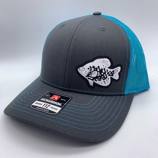 Crappie Fishing SnapBack Adjustable Hat with multiple hat color options