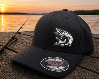 Northern Pike Hat, Fishing Hat Flexfit 6277, Pike Fishing Cap, Fitted Hat S M L XL XXL, Custom Fishing Hat, Angler Gift, Optional State
