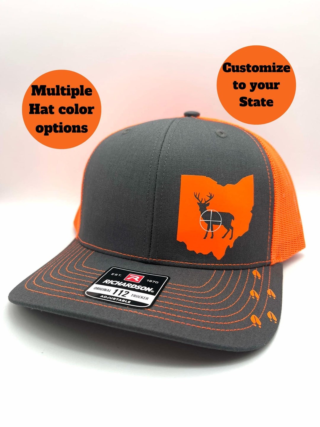 Any State Whitetail DEER Hunting Firearm Snap Back Adjustable Hat in ...