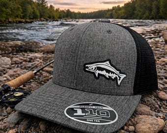 Salmon Fishing Hat, Custom State Snapback Trucker Hat, Adjustable Fishing Cap, Richardson 112 Flexfit 110, Gift for Fisherman